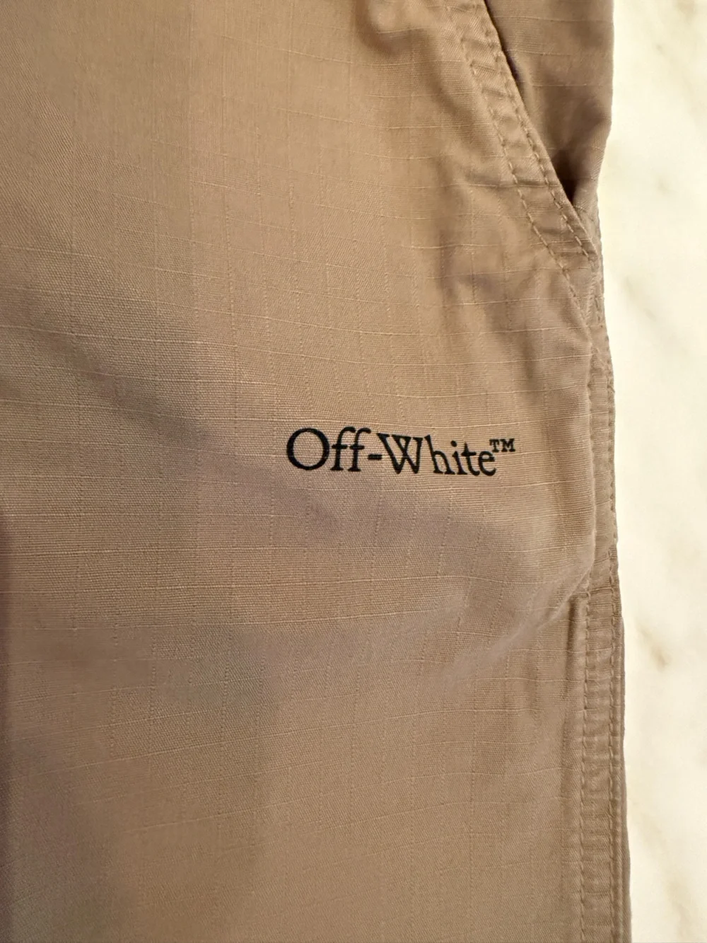 Off-White Kids Boys Carpenter Pants Khaki Diag Stripe Logo Size 12 Authentic